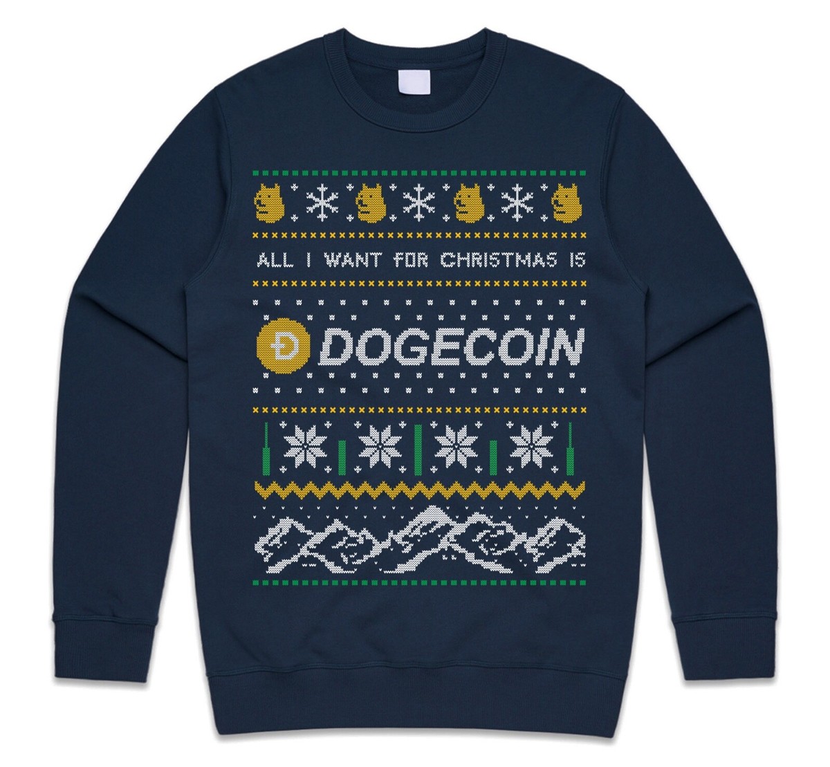 All I Want Christmas Dogecoin Jumper Sweatshirt Crypto Cryptocurrency Doge  | eBay UK