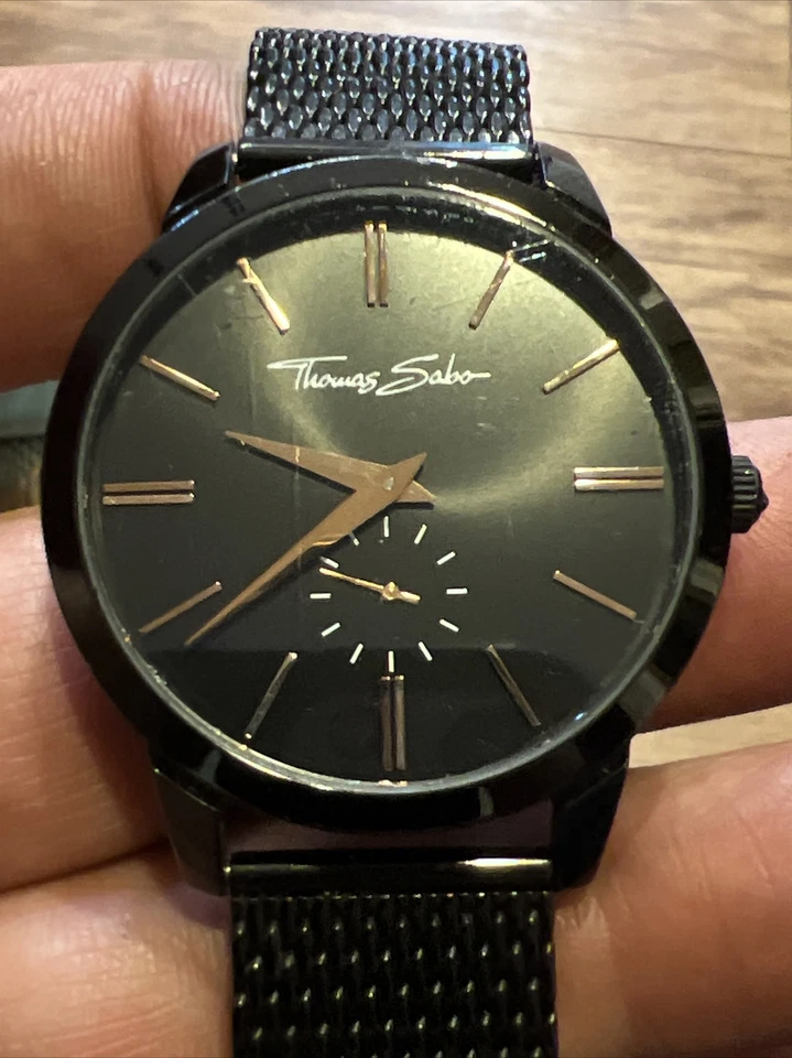 Thomas Sabo WA0271 BLACK MESH BAND ROSE GOLD PERFECT NEW ENERGIZER BATTERY - Image 2 of 4