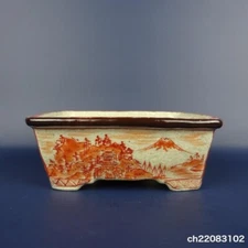 Japanese bonsai pot ECHIZEN-BUNZAN Rectangle shape W15cm H6cm Glazed
