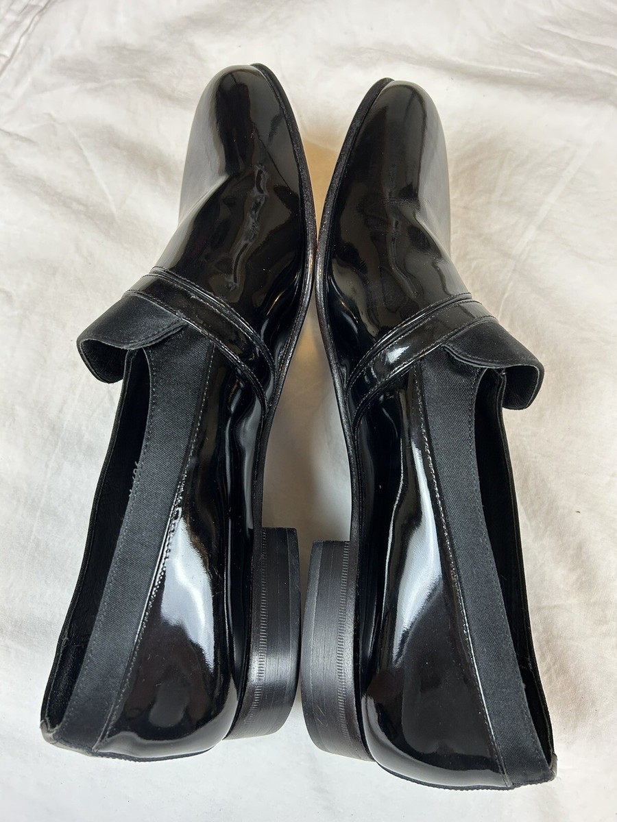 NWOB MEZLAN MIRAGE BLACK PATENT LEATHER OPERA TUXEDO SLIP ON 