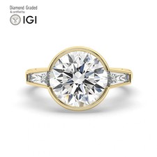 Round Diamond Trilogy Ring 18k Yellow Gold Labgrown 5.70 Ct Solitaire
