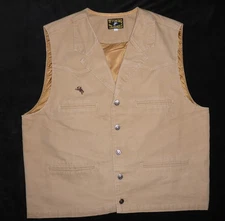 Wyoming Traders 12 oz. Canvas Bronco Western Vest,  Lined, Tan, Men's Large