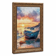 Sunset Seascape Boat Wall Art Canvas Oil Paintings Reproduction
