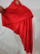 Binya Lulla Pashmina Shawl Scarf with Fringe Red