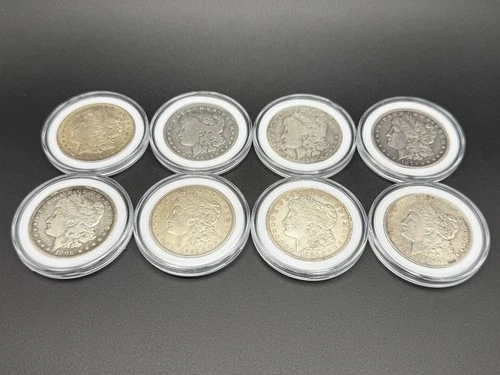 Lot of 8 - Morgan Silver Dollars Variety - Encased