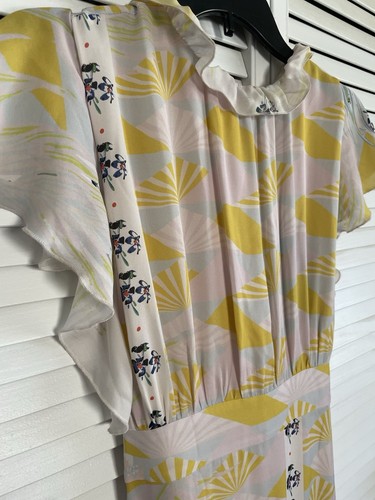 NWT Cynthia Rowley Talia Silk Maxi Dress Ruffle Tie Sleeve SZ 0 Jungle Sunset - Picture 4 of 16