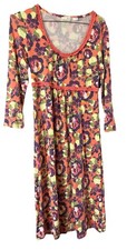 Retro Boho Boden Floral Babydoll Empire Dress Ruffle Neck Midi Sz 4
