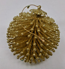 Vintage Gold Glitter Stylized 4" Pinecone Christmas Ornament