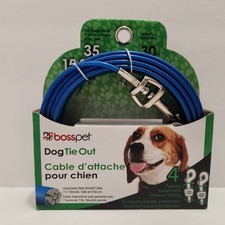 BossPet 30' Ft 9 m Cable Dog Tie Out for dogs up to 35 LBS - 4 Swivel Points NEW