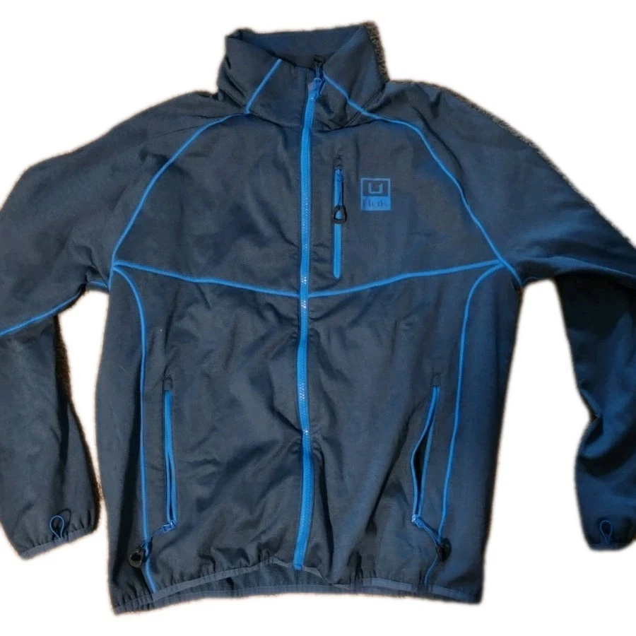 Huk Full Zip Jacket Sherpa Lined Blue Med Zip Pocket Fish Hunt Ski Hike Camp
