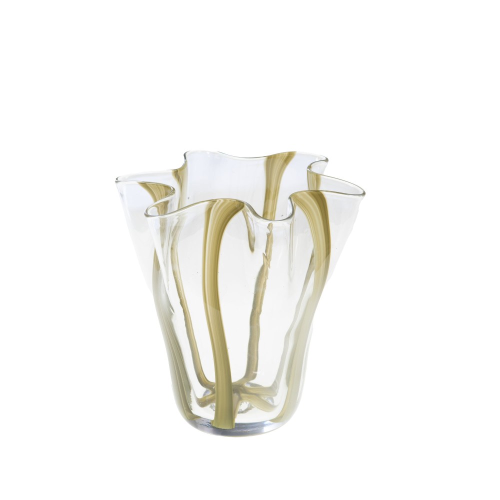 Vase Arum vert en verre de 18 cm | Centre de table géométrique 15x14 cm
