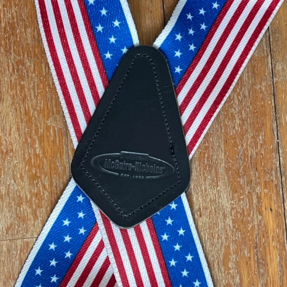 Vintage Mens American Flag Suspenders 1970s Adjustable One Size Fits Most - Image 3 of 3
