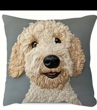 Labradoodle Linen Pillow Cover