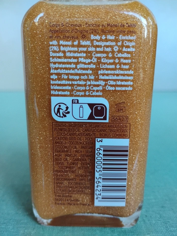 Yves Rocher Monoï de Tahiti Moisturizing Pearly Oil 100ml 3.3oz Exp 06/2028 - Image 2 of 2