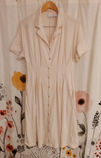 H by Halston button front shirtdress with pockets cream coastal size 8 AS IS