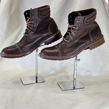 PERRY ELLIS Portfolio Men’s 9 Captain Brown Lace Up Ankle Boots Ultra Foam
