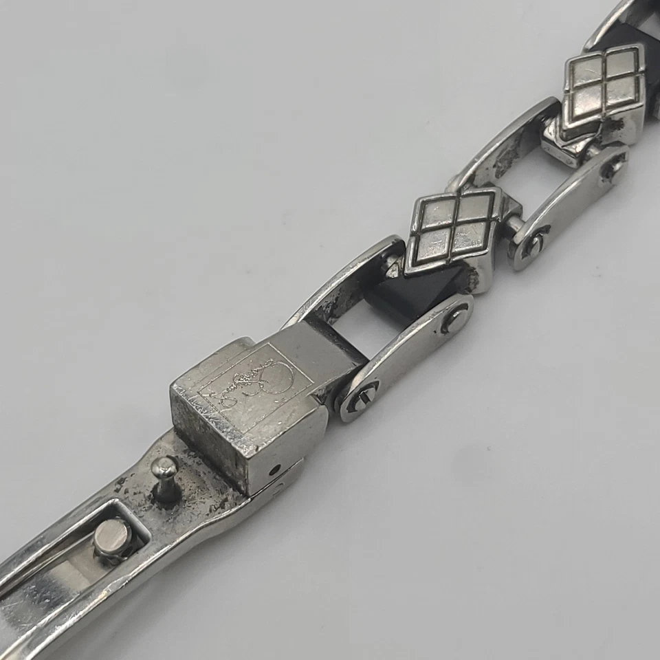Simmons Bracelet Mens Stainless Steel Rubber Diamond Pattern 8" - Image 3 of 4