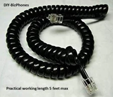 Black 9Ft Handset Cord for GE/Thomson Phone Pro Series 2 or 3 Line Curly