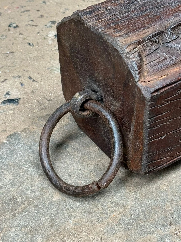 Antigua tienda de madera india vagator carpa peso tope de puerta artesanía fina original Foto 3 de 4