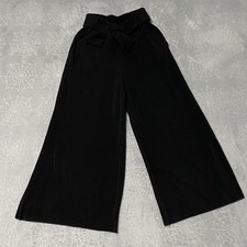 And Other Stories Wide Leg Pants Womens 0 XS Black Ribbed Knit Belted Semi Sheer