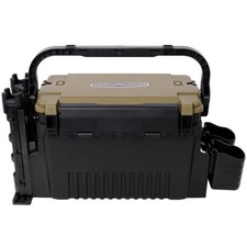 Dual Layer Fishing Tackle Box, 2 Rod Holders, 2 Cup Holders, 1 Carrying Strap
