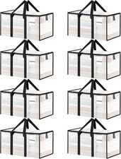 Ukeetap Extra Large Reinforced Handles Heavy Duty Zippers Moving Bags - 8 Pack