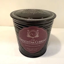 Aquiesse French Oak Currant Scented 11 oz Soy Candle -Ribbed Metal / New w/o Box