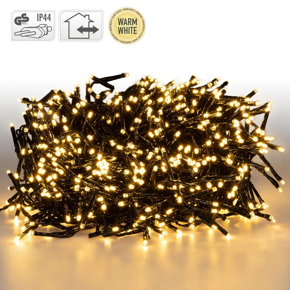 Cadena de luces en racimo blanco cálido decoración entre 192-3000 LEDs a elegir - Imagen 1 de 1