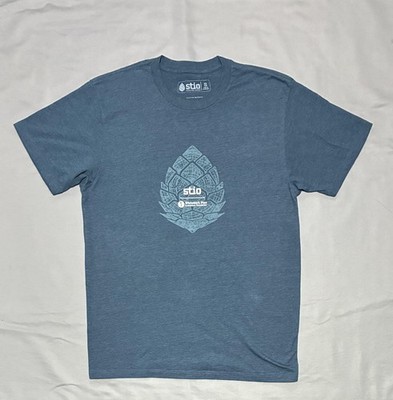 Stio Shirt Mens Small Blue Whitebark Pine Graphic Tee Tagless Outdoor Logo