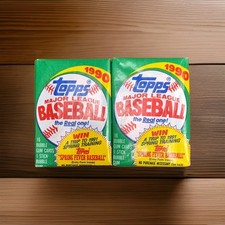 🔥RARE🔥Unopened Packs 1990 Topps Baseball Wax Packs (2) 16 Cards each *ROOKIES*