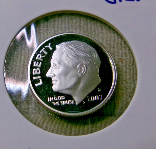2007 S SILVER Proof Roosevelt Dime US Mint FROM PROOF SET