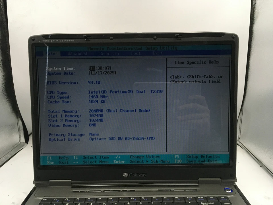 GATEWAY MA8 MT6273 - BOOTS TO BIOS - INTEL PENTIUM T2310 - 2GB RAM -READ DESC-BB - Image 2 of 4