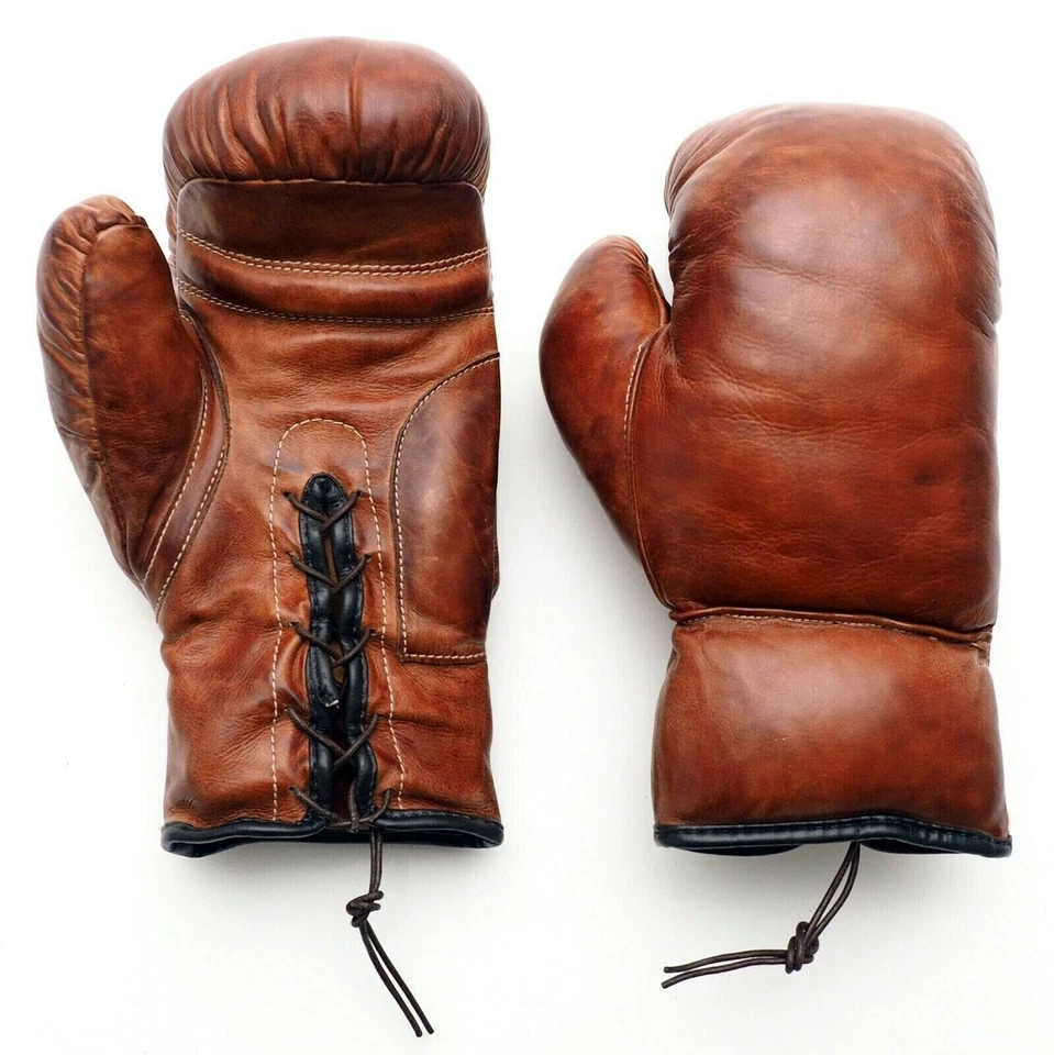 Boxhandschuhe Echtleder Handcrafted Retro Vintage MMA Boxen Kickboxen Mid 12oz - Bild 2 von 2