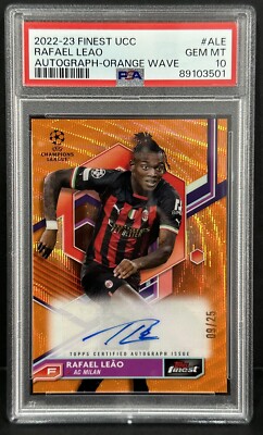 2022-23 Topps Finest UCC AC Milan Rafael Leao Auto Orange Wave /25
