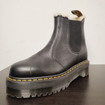 Dr. Martens 2976 Quad Faux Fur Chelsea Boots in Black, Women's 9