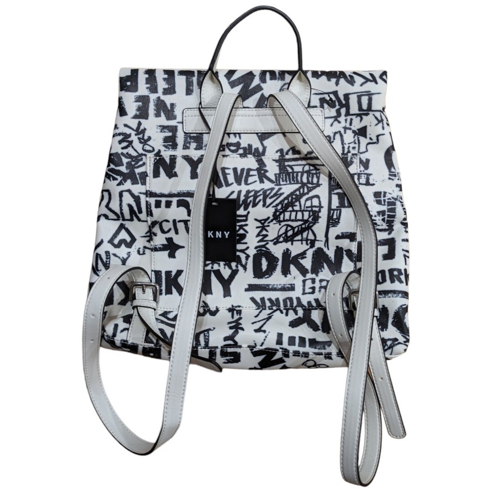 DKNY Graffiti x Punk x Streetwear Tilly Medium Foldover Backpack White