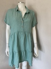 TAHARI 100% Linen Tiered 3/4 Agate Dress Size US Med