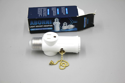 ABORNI 3 Prong Light Socket to Plug Adapter 10w Light Socket Outlet New White