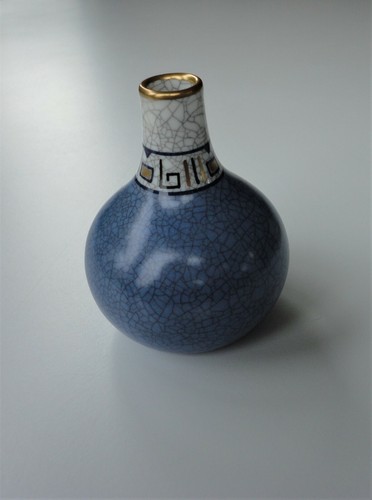 2 Vtg Craquele Blue Dahl Jensen Vase Green Royal Copenhagen Candleholder Denmark - Picture 2 of 10