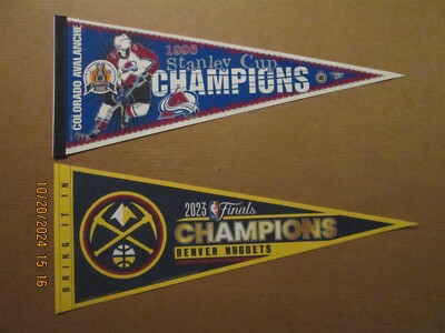 NHL NBA Colorado Avalanche 1996 & Denver Nuggets 2023 Champions Pennants