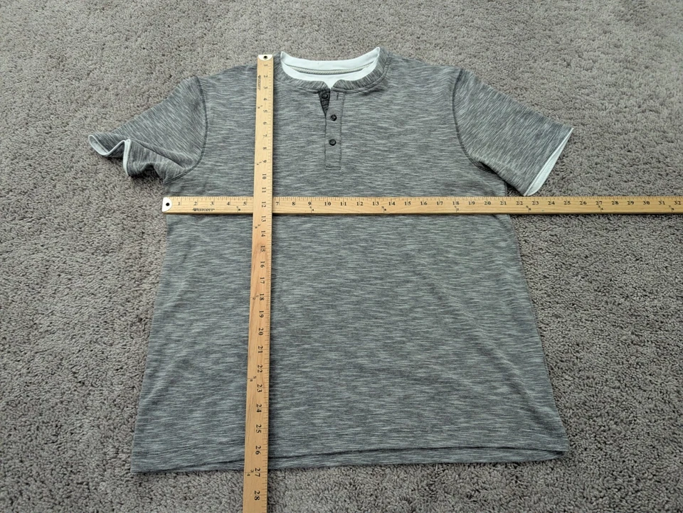 Camisa Method Henley Para Hombre Pullover Mediana Manga Corta Gris Informal Foto 2 de 4