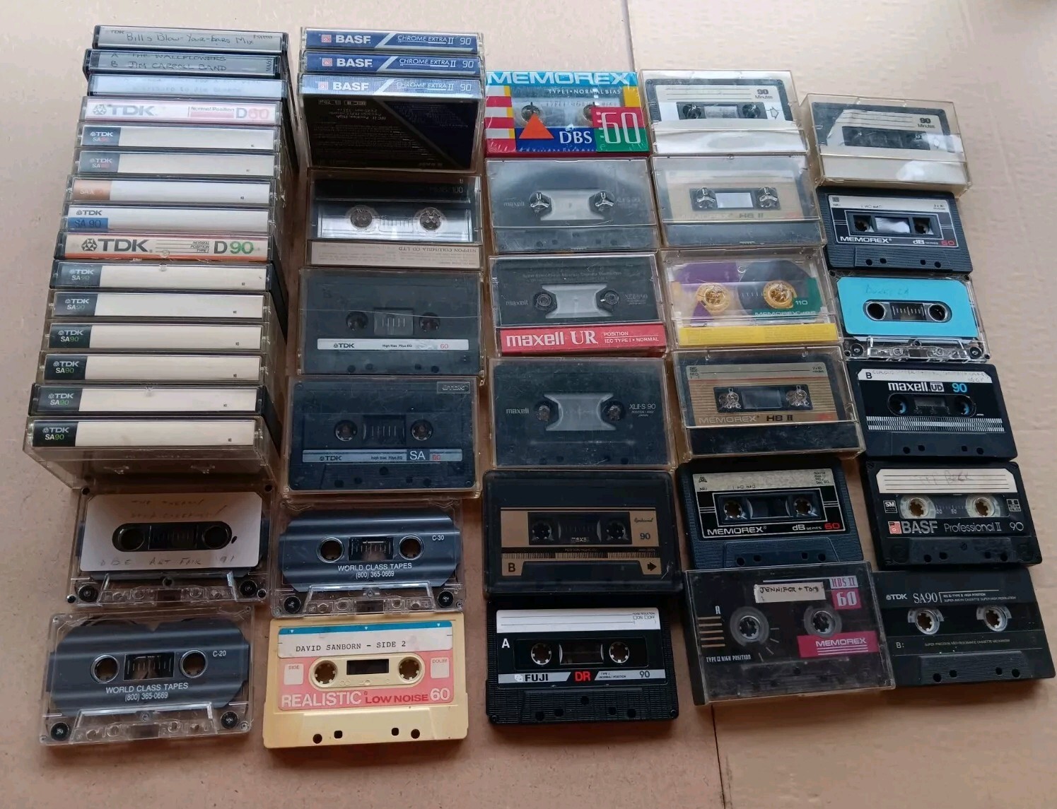 Cassette Tape Mixed Lot Vtg Used tapes Sold as Blanks - Lot of 43