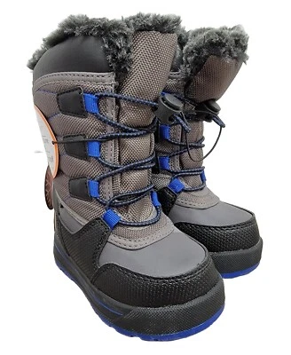 Wonder Nation Toddler Boys Winter Tall Bungee Snow Boots Size 6&7 New Gray/Black