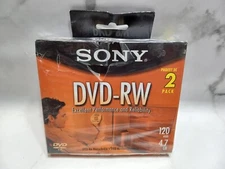 2 pack Sony DVD-RW  2 discs 120 min ReWritable 4.7 GB Lightscribe 2DMW47L1