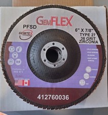 6" x 7/8" Flap Disc, 36 Grit, Type 27, Zirconia, 5 Discs