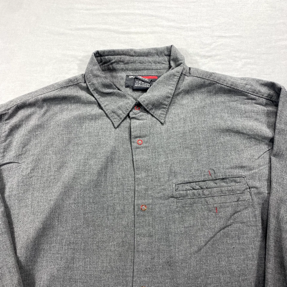 VINTAGE Split Shirt Mens XL Gray Snap Button Up Skateboarding Surf Y2K Adult * - Image 3 of 4