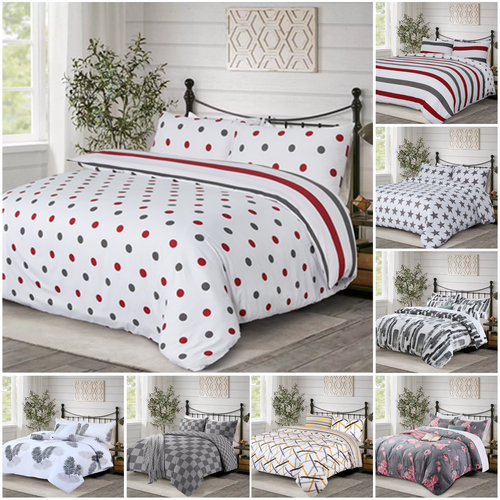 Reversible Duvet Quilt Cover Bedding Set Single Double King Size With Pillowcase - Picture 2 of 137