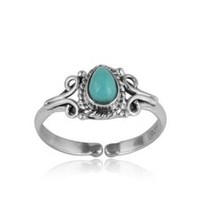 Arizona Turquoise Gemstone 925 Silver Oxidized Adjustable Ring Jewelry