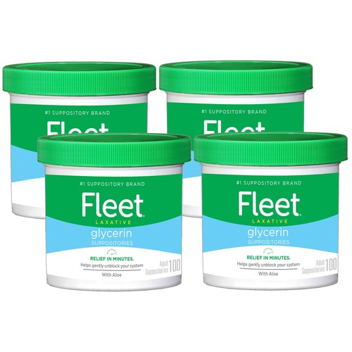 Fleet Laxatives, Laxative Glycerin Suppositories for Adult, 100 Count, 4 Pack