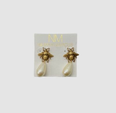 $80 Neiman Marcus Women's Gold Bee Pearl Drop Earrings